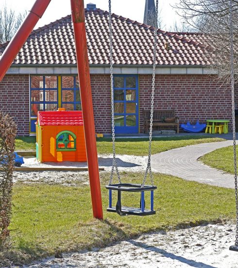 kindergarten, playground, swing