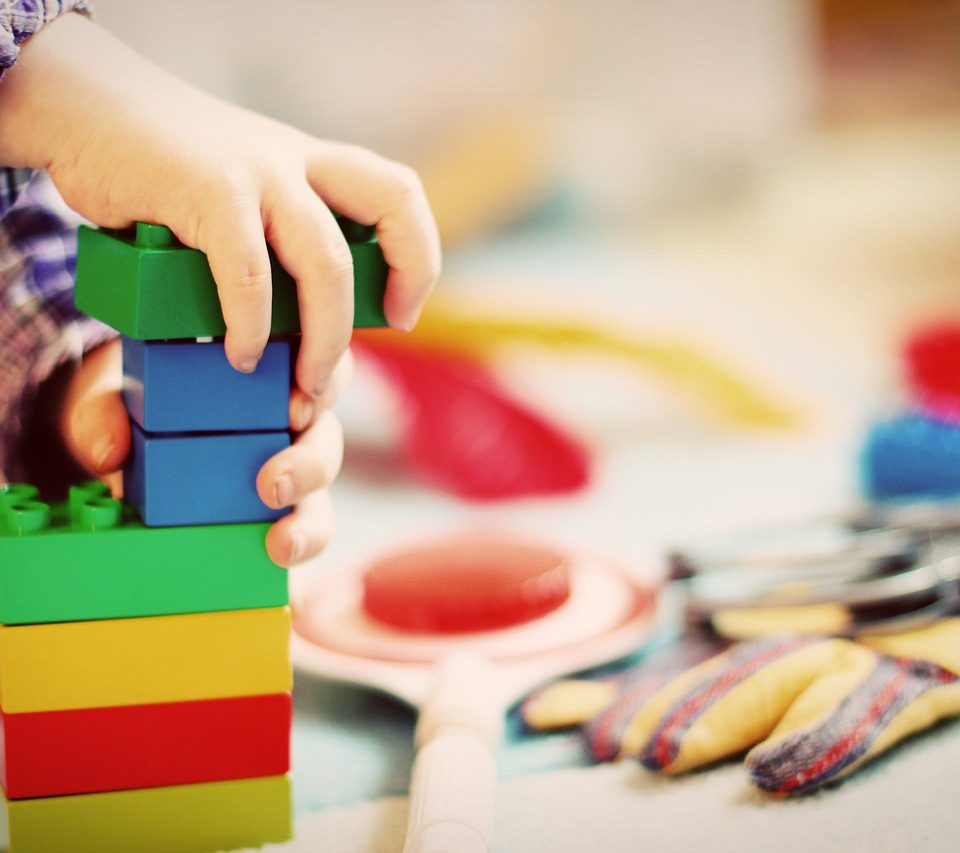 child, tower, building blocks