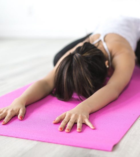 woman, yoga, stretching