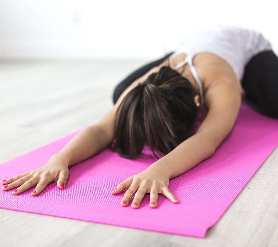woman, yoga, stretching